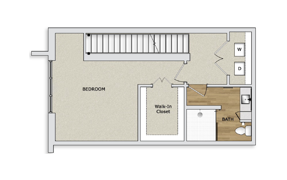 TH1A - 1 bedroom floorplan layout with 1.5 bath and 1223 square feet. (Floor 1)
