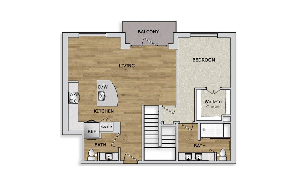 TH3A - 3 bedroom floorplan layout with 3.5 baths and 2075 square feet. (Floor 2)